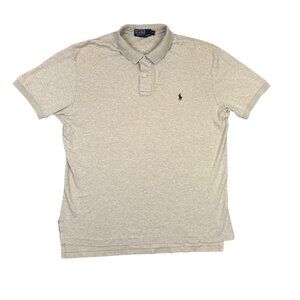 Polo Ralph Lauren Shirt Mens Medium M Beige Soft Touch Short Sleeve Green Pony